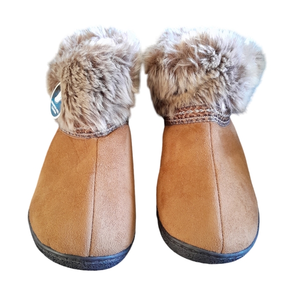 Isotoner Brown Fuzzy Boot Slippers - Picture 3 of 9